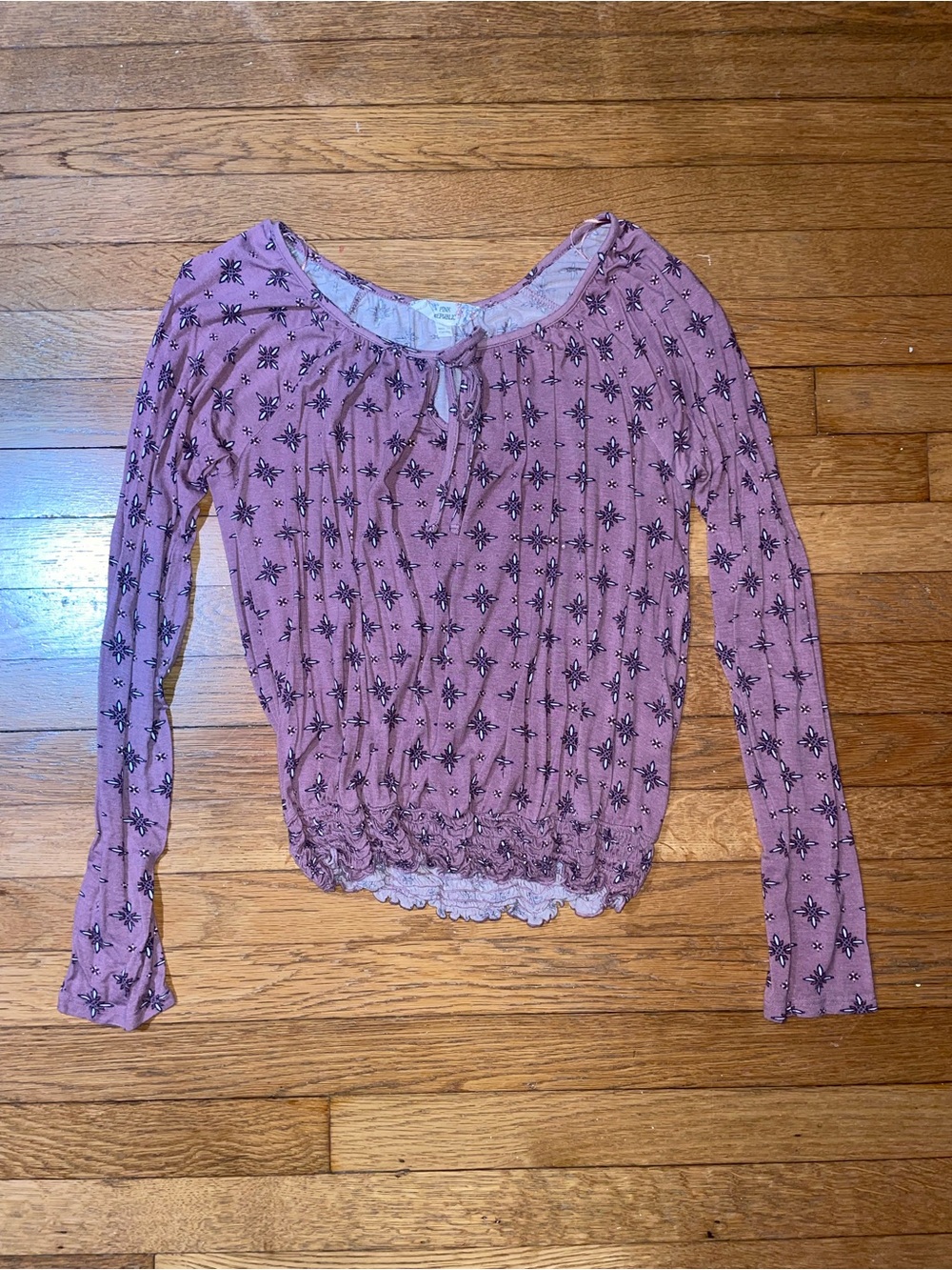 Pink Republic Mauve Floral Long-Sleeve Smocked Top